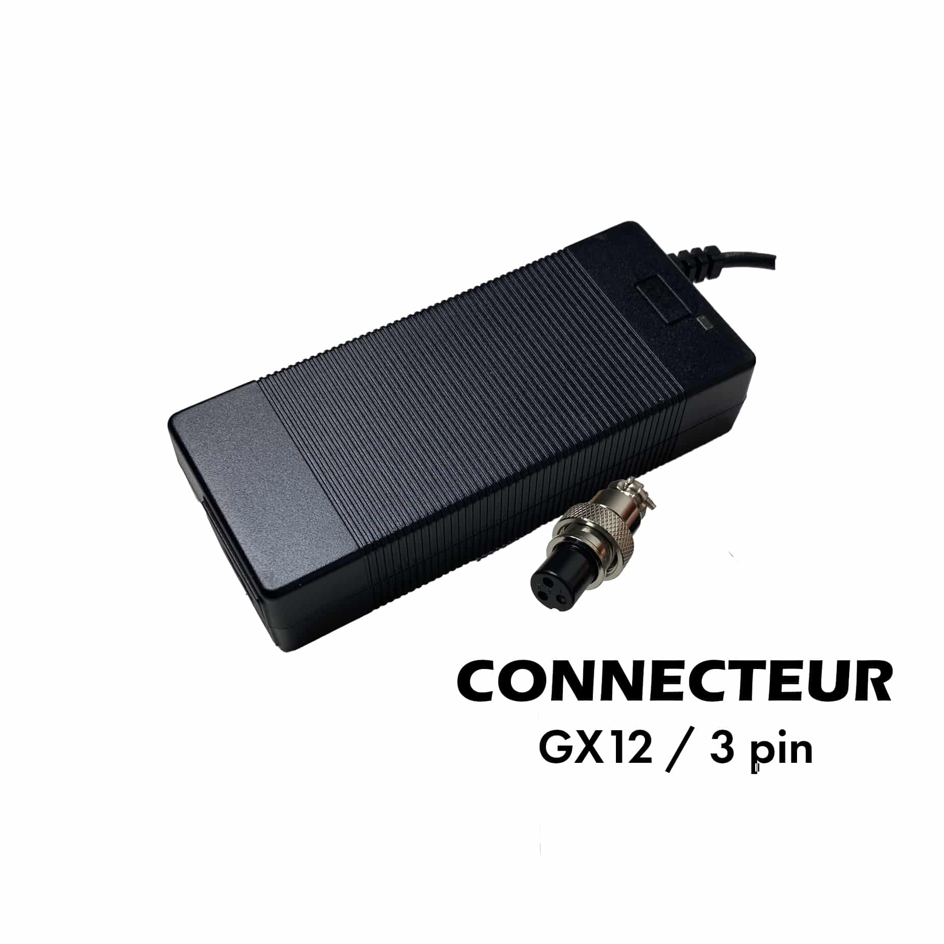 Chargeur 52V ➡️ 58.8V / 2A (connecteur GX12-3P 8MM) Over Watt